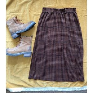 80’s vintage brown Houndstooth print skirt : size 10